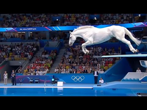 Biggest Animals Olympics Diving Competition #sports #dive #elephant #horse #panda #Hippopotamus