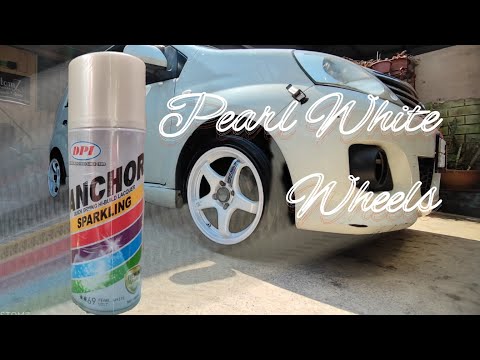 Pearl White Wheels with Anchor Spray Paint