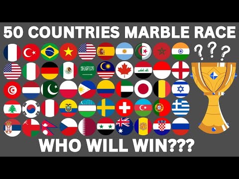 50 Countries 49 Eliminations Marble race in Algodoo - Who Wins???