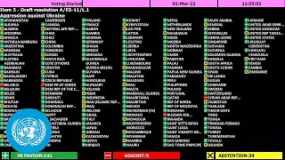 General Assembly vote on Ukraine | United Nations (2 March 2022)