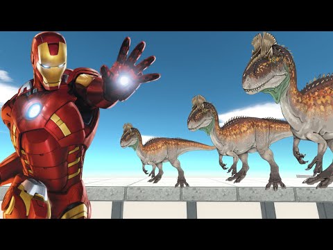 IronMan vs cryolophosaurus FAMILY Death Run - Animal Revolt Battle Simulator