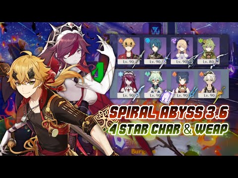 STILL EZ! SPIRAL ABYSS 3.6 FLOOR 12 WITH F2P 4 STAR CHARACTER & 4 STAR WEAPON ONLY - GENSHIN IMPACT