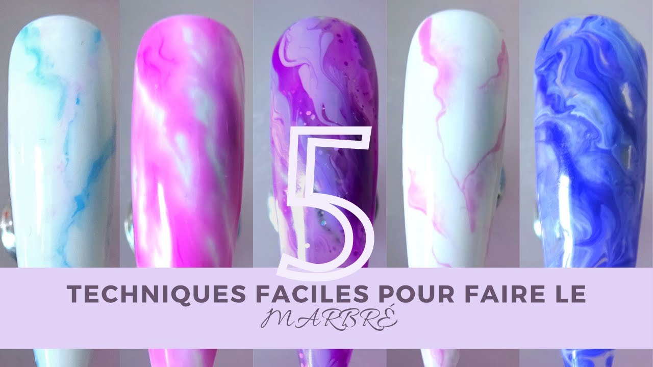 5🖐 Techniques différentes pour réaliser l'effet marbré l Tutoriel Nail art l FACILE!