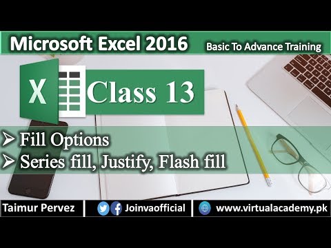 Fill Options in Microsoft Excel | Series Fill Justify and Flash Fill in Microsoft Excel 13
