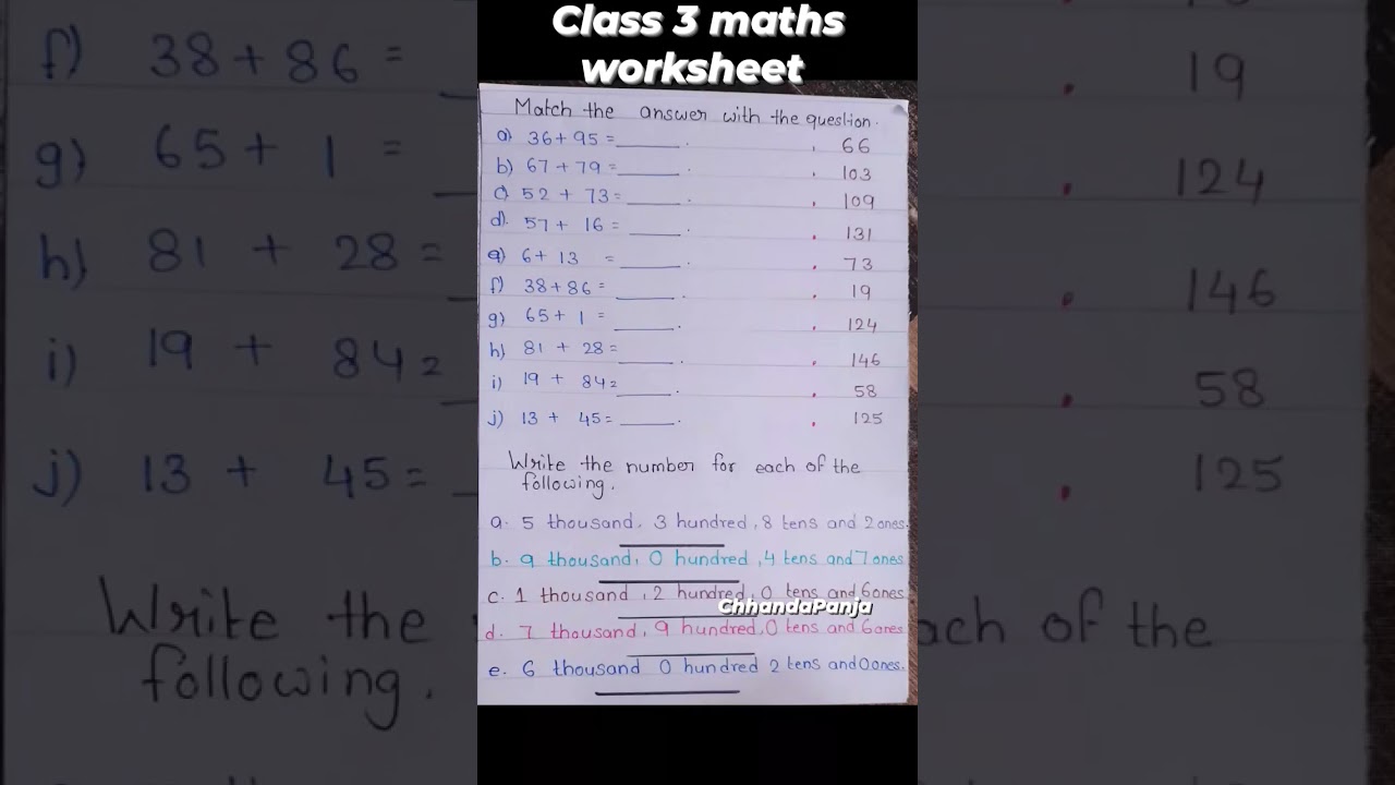 class 3 maths worksheet for daily practice