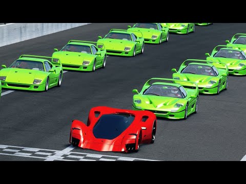 Ferrari 2050 Marte Concept vs Ferrari F40 with NOS vs Ferrari F50 with NOS at Oval MotorSpeedway