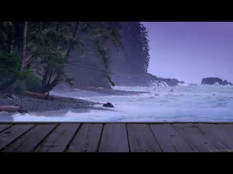 Som de Chuva e Ondas do Mar com Música Relaxante de Fundo - Dormir Bem