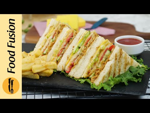 Pulled Chicken Club Sandwich Recipe By Food Fusion