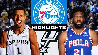 Stephon Castle - Victor Wembanyama - San Antonio Spurs - Philadelphia Sixers - Joel Embiid
