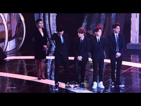 140116 GDA - 신인상 수상후 대기중인 찬열, 백현, 수호, 카이! (FULL SHOT)