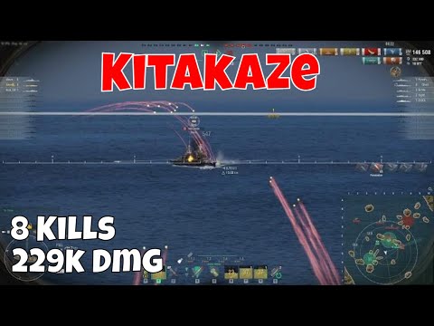 Kitakaze IJN DD | 8 Kills, 229k Dmg, HC, Conf, Solo Warrior, 3468 Base XP | World of Warships Replay