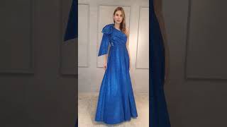Vídeo Vestido Longo Um Ombro Só Lurex Azul Urban Race