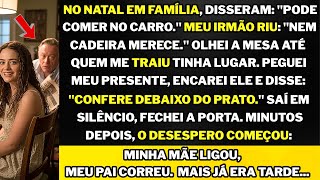 "No Natal em família, mandaram eu comer no carro. Sorri… e deixei todos sem ceia nem energia."