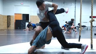 Shin Whizzer Offense When Opponent Circles Wrong Way to Finish
