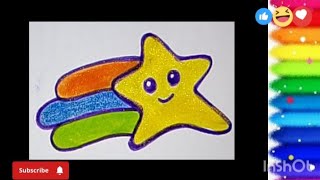 Draw Shooting star 🌠 easy step by step for beginners and kids