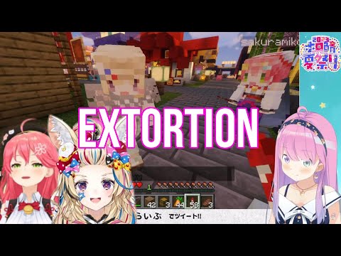 Hololive Cut - Himemori Luna Extort Polka Suisei And Miko With Her Cuteness | Minecraft [Hololive/Sub]
