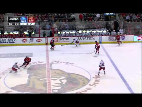 Mika Zibanejad goal 2-2 Feb 21 2013 NY Rangers vs Ottawa Senators NHL Hockey