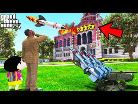 Franklin Trying To Protect His School in GTA 5 | SHINCHAN and CHOP