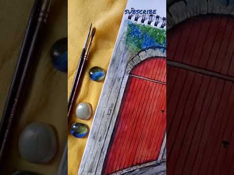 #shorts Easy Watercolor Drawing Ideas🎨🎨🎨 #door