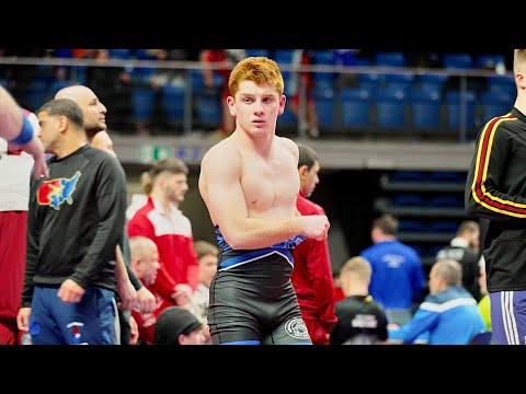 U20 M. Martinetti (SUI) vs E. Thompson (USA). Greco-Roman 60kg youth wrestling.