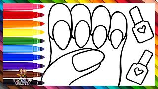Desenhar e Colorir uma Mão com Esmalte de Unha 💅❤️🌈 Desenhos para Crianças