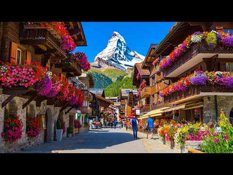 Relaxing Zermatt Walking Tour 4K 🇨🇭 | Swiss Alps Village Life & Matterhorn Views