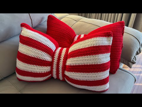 Crocheted bow cushion cover 🎀 COMPLETE STEP-BY-STEP ￼