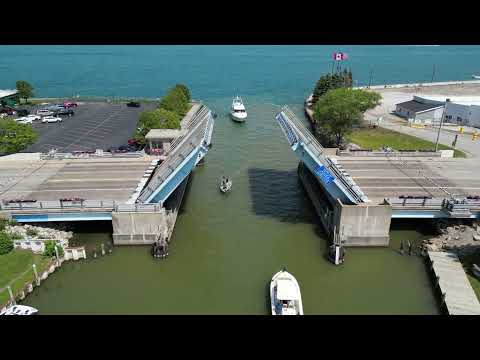 St. Clair Michigan From Above. Aerial View From Drone. St. Clair River, Pine River. 4K