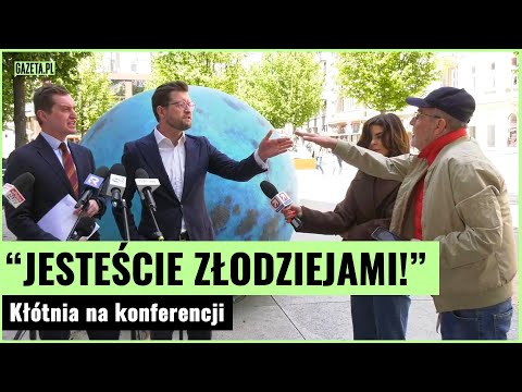 Awantura na konferencji PiS! Mężczyzna splunął na posłów | Gazeta.pl