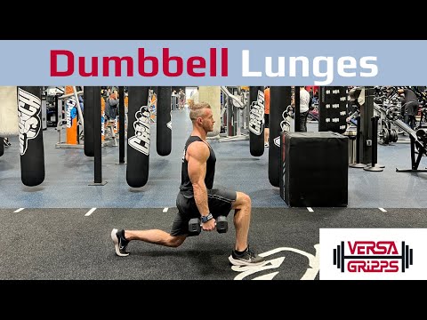 Dumbbell Lunges with Versa Gripps