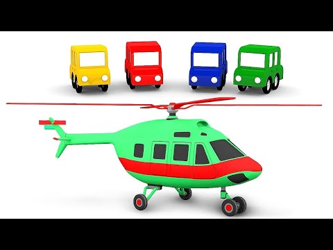 Die 4 kleinen Autos bauen einen Hubschrauber - Lehrreicher Zeichentrick für kleine Kinder