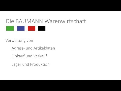 Das BAUMANN ERP: Grundlagen / Funktionsübersicht