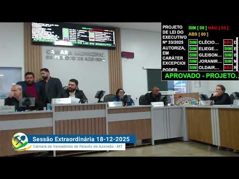 Imagem - Sessão Extraordinária de 18 de dezembro de 2025