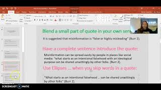 MLA Documentation: Integrating Quotes