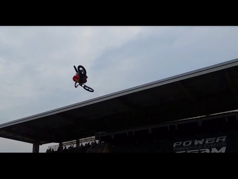 AG141 does extreme whips on a trials bike