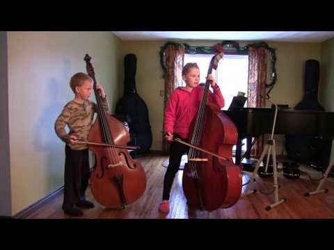 Suzuki Bass Book 2 - French Folk Song, Vytas and Ieva Stalyga (age 6 and 8)