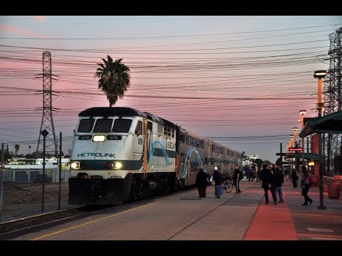 Trains at Sunset