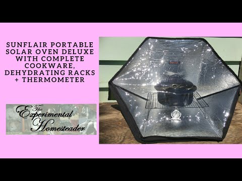Sunflair Portable Solar Oven Deluxe With Complete Cookware, Dehydrating Racks + Thermometer