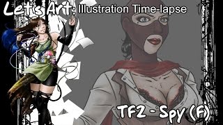 Photoshop: Illustration Time-lapse – TF2 - Fem Spy