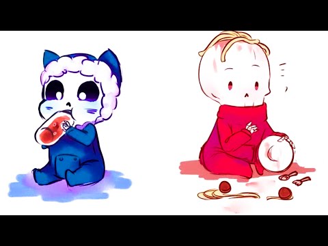 Baby Sans Meets Baby Papyrus for the first ti... (cute)