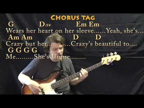 Beautiful Crazy (Luke Combs) Bass Guitar Cover Lesson in G with Chords/Lyrics