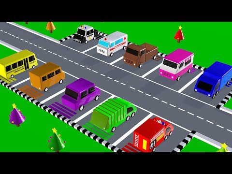 Learn Colors With Toy Street Vehicles Parking For Toddlers Kids Children | Animation Zone