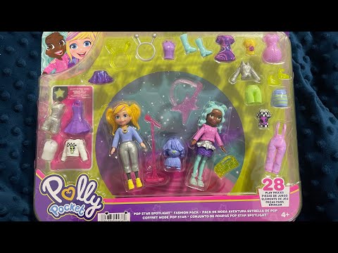 Polly Pocket 2 Dolls And 25 Accessories, Glow-In-the-Dark Pop Star  Spotlight Fashion Pack
