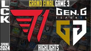 T1 vs GEN Highlights Game 3 | GRAND FINAL Playoffs LCK Spring 2024 | T1 vs GEN.G G3