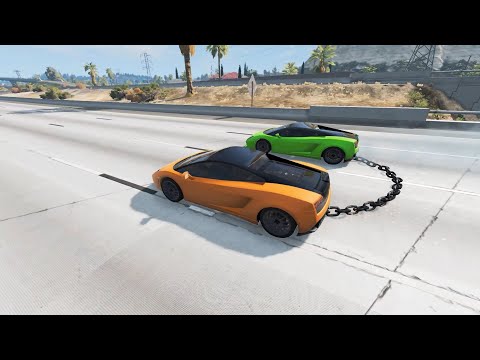 Chained Cars vs Bollards BeamNG  Game