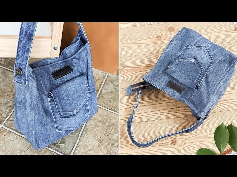 How to Make Your Own Denim Bag with Zipper Out of Old Jeans | Bag Tutorial | UPCYCLE