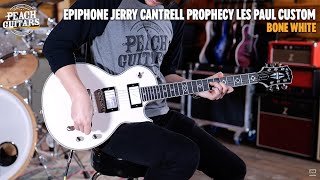 Video thumbnail for No Talking...Just Tones | Epiphone Jerry Cantrell Prophecy Les Paul Custom Bone White by Peach Guitars