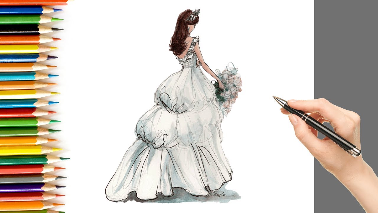 How to draw a girl with beautiful dress for beginners || Pencil Sketch || Drawing Tutorial