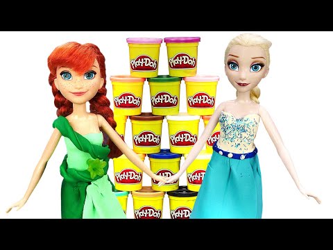 Spielspaß mit Elsa und Anna. Wir machen für die Puppen Kleider aus Knete. Valerias Play Doh Atelier