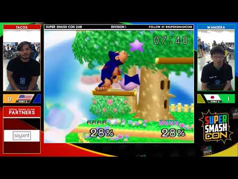 SSC2018 SSB - tacos (Pikachu, Donkey Kong) Vs. Wangera (Jigglypuff) Smash 64 Division 1